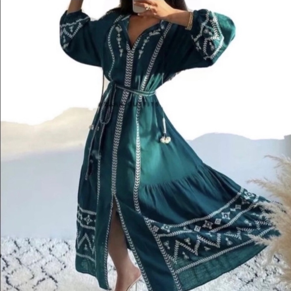 NWT Embroidered Green Midi
Dress Size XS - Picture 3 of 15
